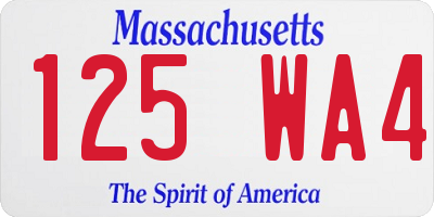 MA license plate 125WA4