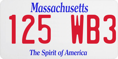 MA license plate 125WB3