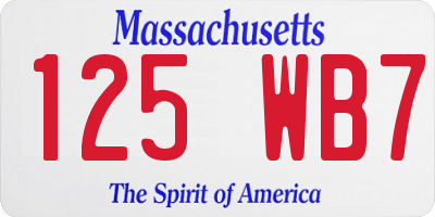 MA license plate 125WB7
