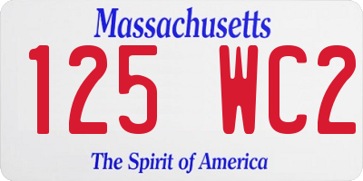 MA license plate 125WC2