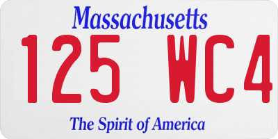 MA license plate 125WC4