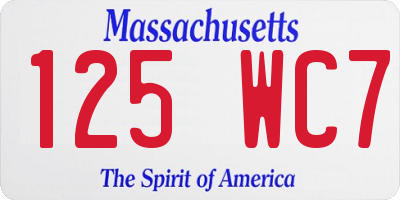MA license plate 125WC7