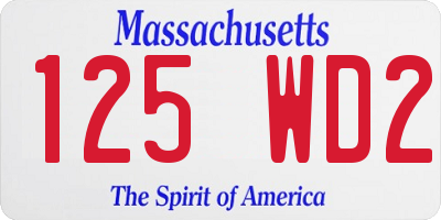 MA license plate 125WD2