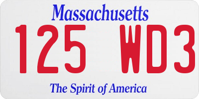 MA license plate 125WD3