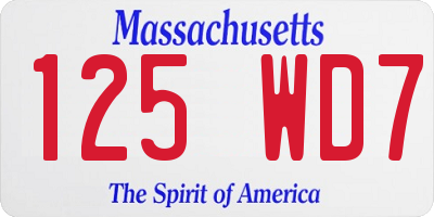 MA license plate 125WD7