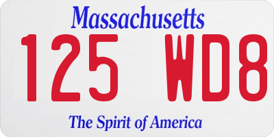 MA license plate 125WD8