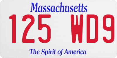 MA license plate 125WD9