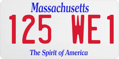 MA license plate 125WE1