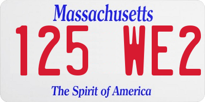 MA license plate 125WE2