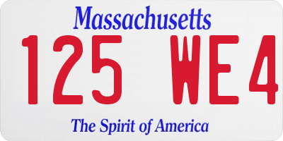 MA license plate 125WE4