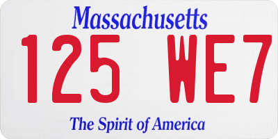 MA license plate 125WE7