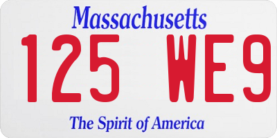 MA license plate 125WE9