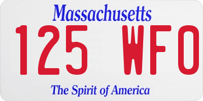 MA license plate 125WF0