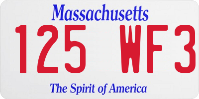 MA license plate 125WF3
