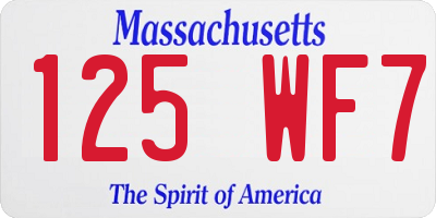 MA license plate 125WF7