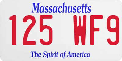 MA license plate 125WF9