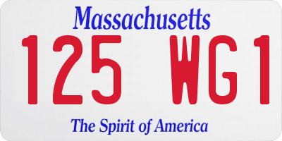 MA license plate 125WG1