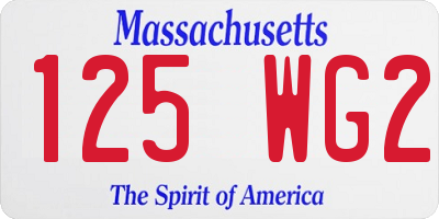 MA license plate 125WG2