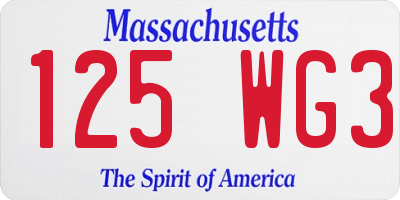 MA license plate 125WG3