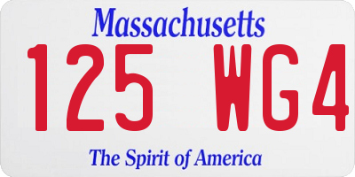 MA license plate 125WG4