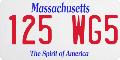 MA license plate 125WG5