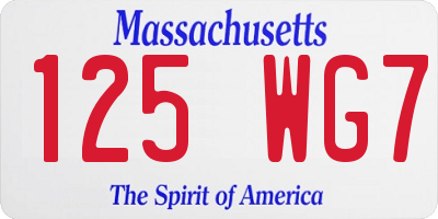 MA license plate 125WG7
