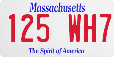 MA license plate 125WH7