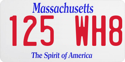 MA license plate 125WH8
