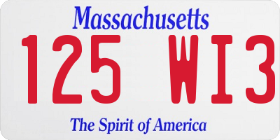 MA license plate 125WI3