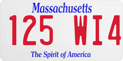 MA license plate 125WI4