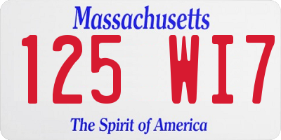 MA license plate 125WI7