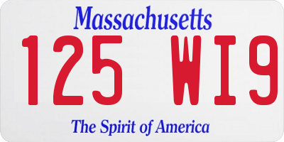 MA license plate 125WI9