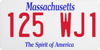MA license plate 125WJ1
