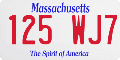 MA license plate 125WJ7