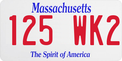 MA license plate 125WK2