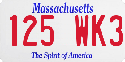 MA license plate 125WK3