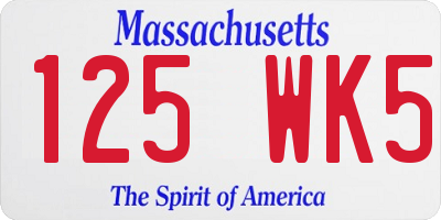 MA license plate 125WK5