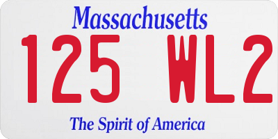 MA license plate 125WL2