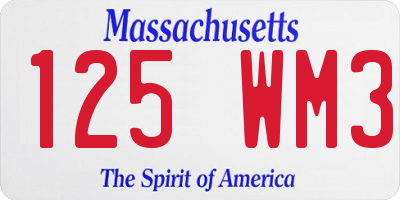 MA license plate 125WM3