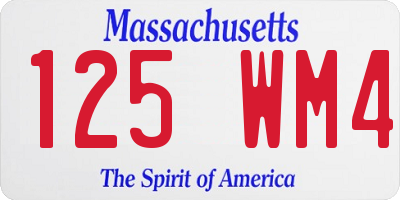 MA license plate 125WM4