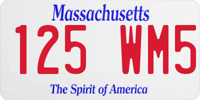 MA license plate 125WM5