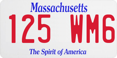 MA license plate 125WM6