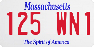 MA license plate 125WN1