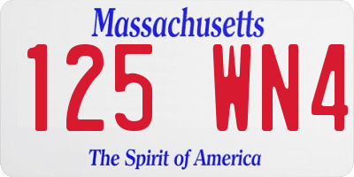 MA license plate 125WN4