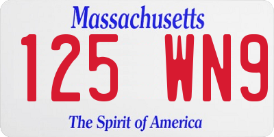 MA license plate 125WN9