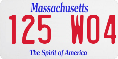 MA license plate 125WO4