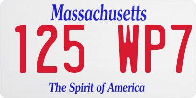 MA license plate 125WP7