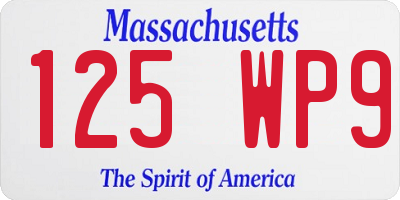MA license plate 125WP9