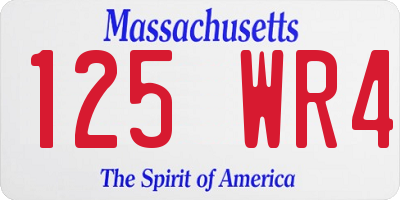 MA license plate 125WR4