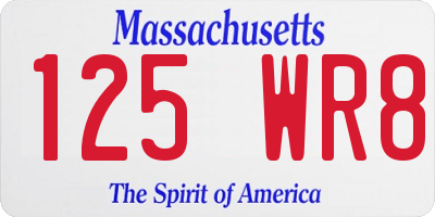 MA license plate 125WR8